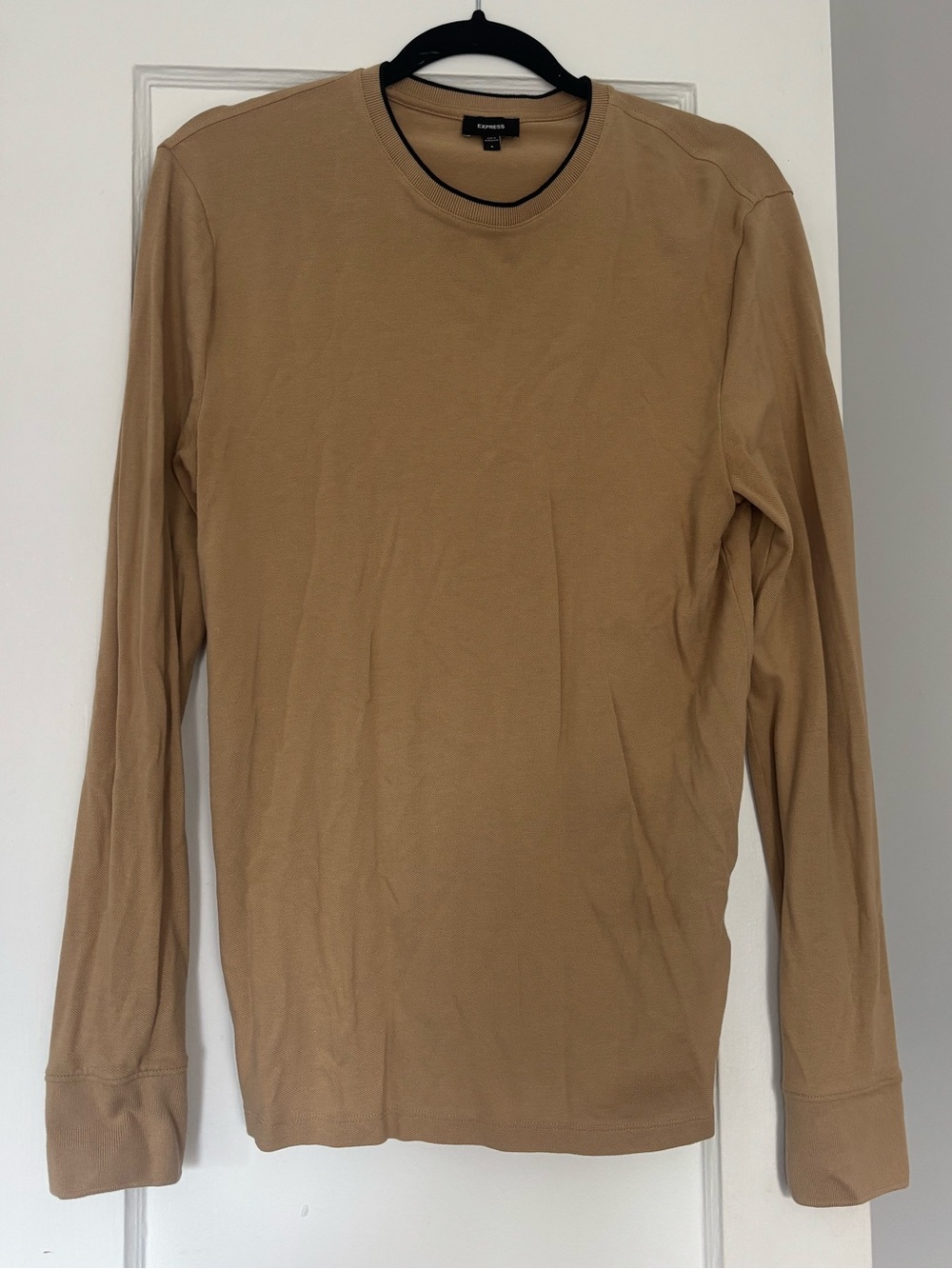 Express Men's Long-Sleeve Crewneck Shirt - Tan